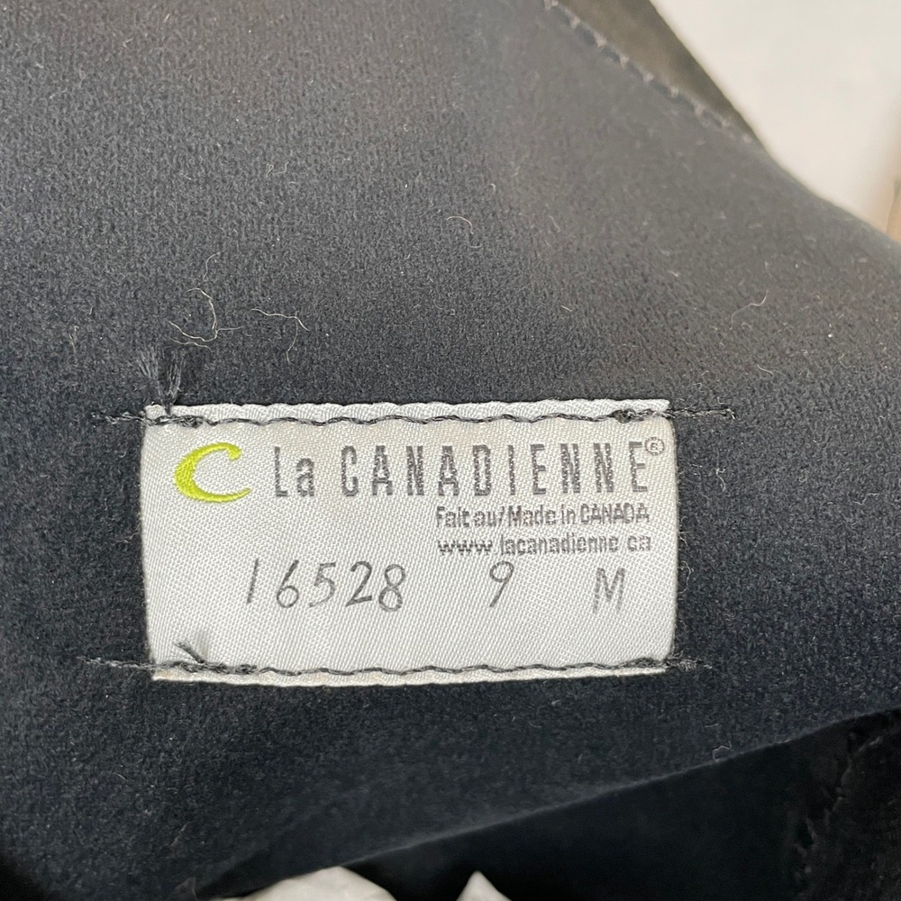 La Canadienne Black Suede Tall Wedge Boots Womens 9 Leather Lace Up Minimalist - Picture 9 of 9